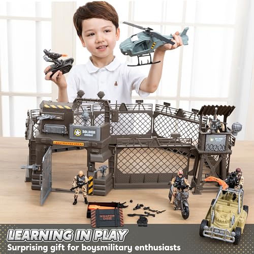Military Base Toys Set with Army Vehicles and Action Figures U968