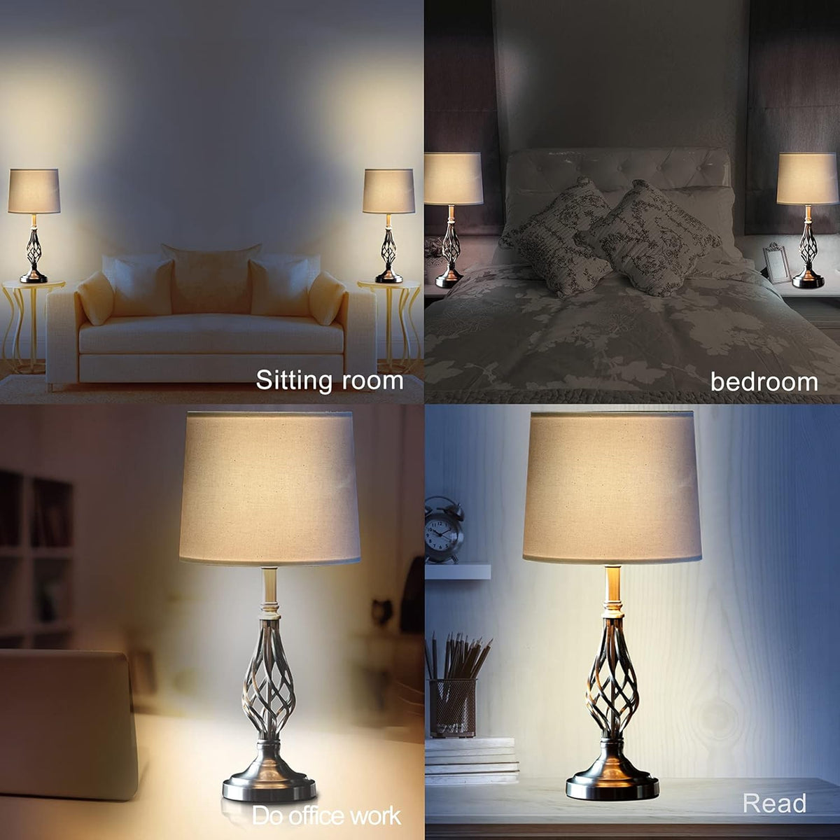 Brushed Nickel Silver Table Lamps Set of 2 F62325