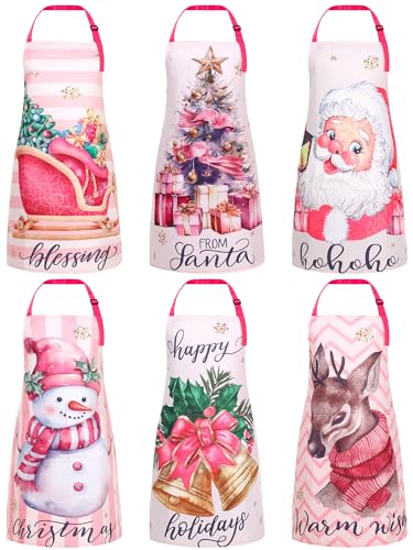6 Pcs Christmas Aprons with Pockets N629