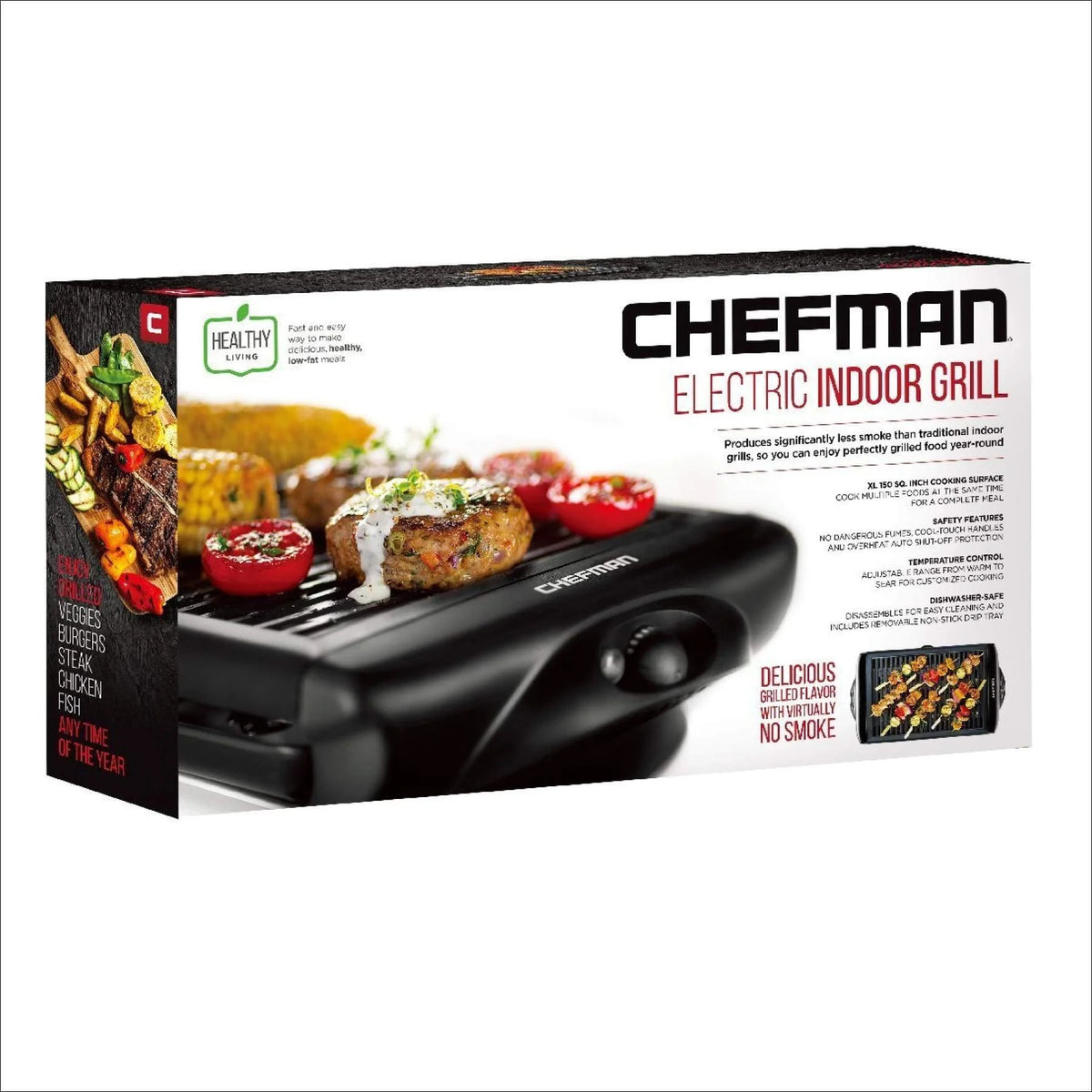 Black Electric Smokeless Indoor Grill with Non-Stick Cooking Surface I12944