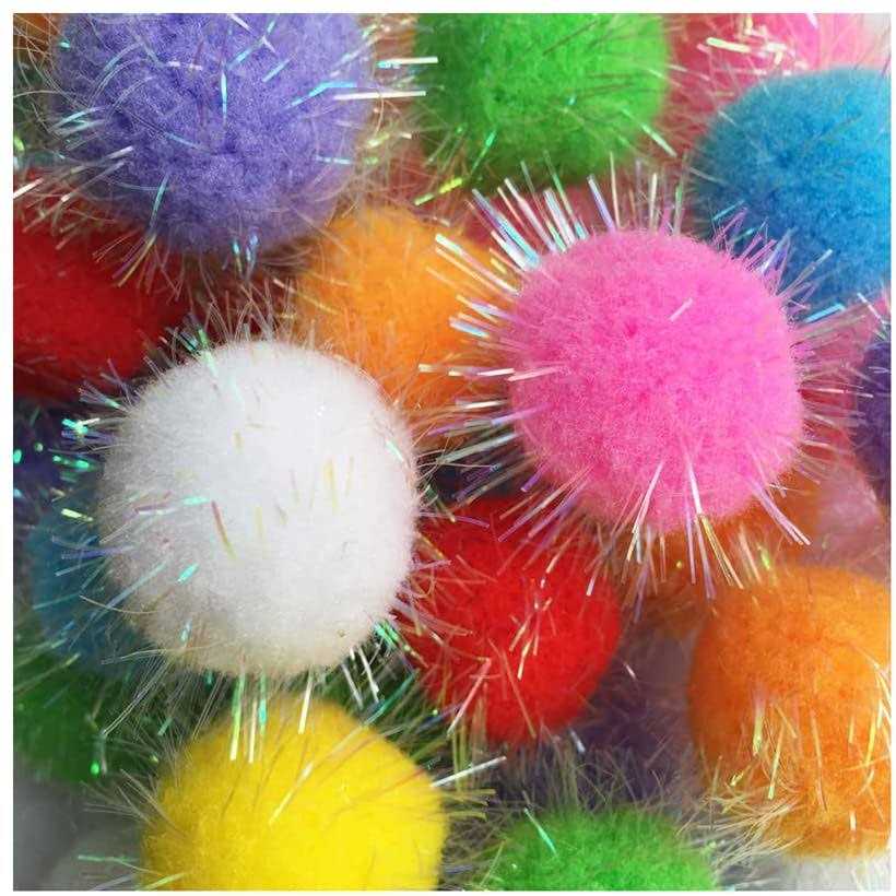 Glitter Pom Poms Ball Cat Toys C46505