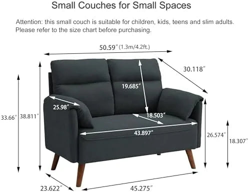 50.6" Small Loveseat Sofa with Wood Legs D64875