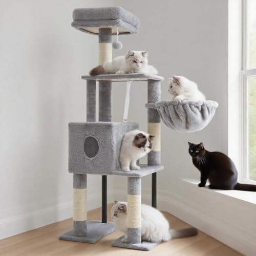 49.2 Inches Smoky Gray Cat Tree Y93741