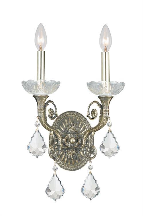 2 Light Crystal Brass Sconce O85545