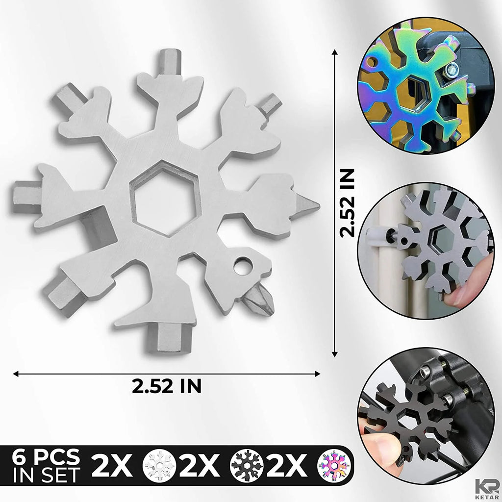 18-in-1 Stainless Steel Snowflake Multitool Keychain C189