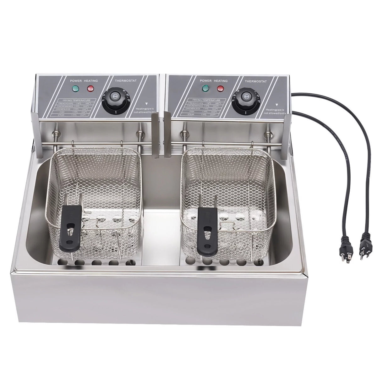 12.9QT 5000W Stainless Steel Dual Tank Deep Fryer J684