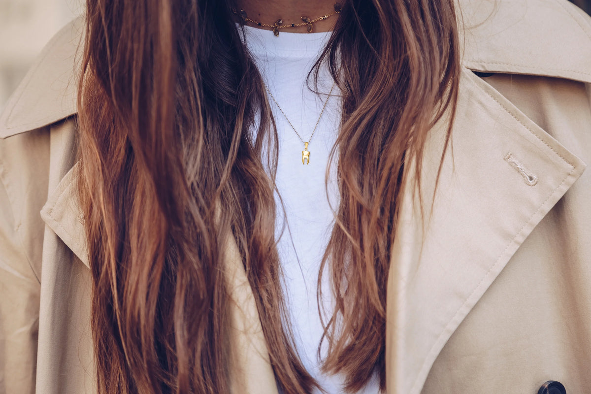 14k Solid Gold Human Tooth Pendant H757813
