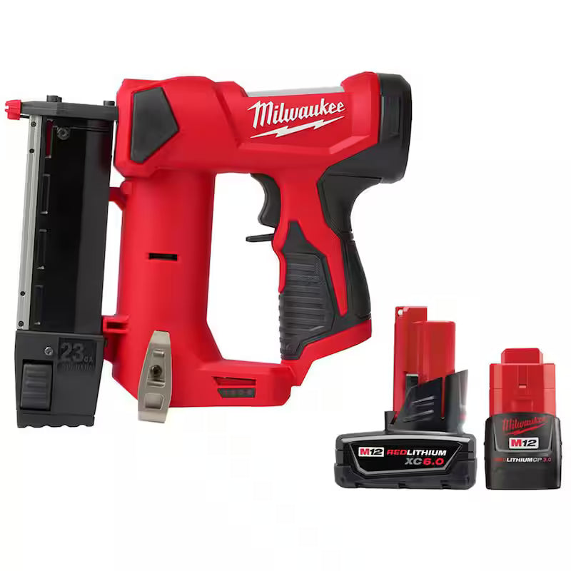 12-Volt 23-Gauge Cordless Pin Nailer with 6.0Ah and 3.0Ah Battery Packs L350748