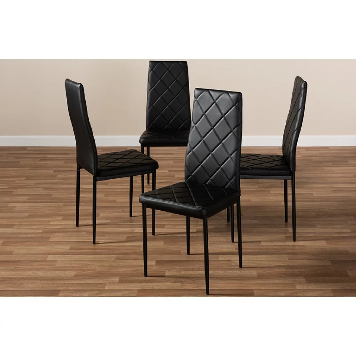 Black Faux Leather Upholstered Dining Chair Set of 4 R722355