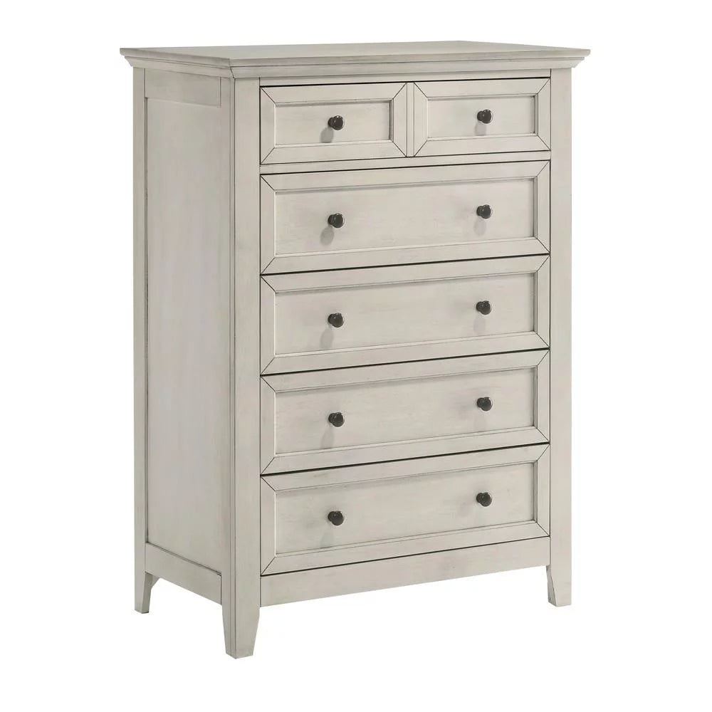 White 5-Drawer Transitional Wood Chest W66224