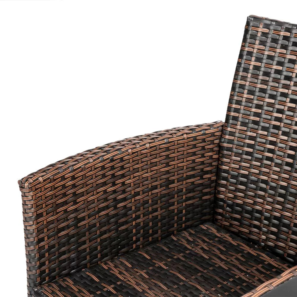 Rattan Wicker Chairs with Table and Two Removable Cushions Q35809