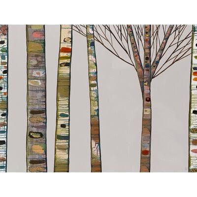 GreenBox Art & Birch Tree Branches on Light Gray Print of Painting on Paper B866414