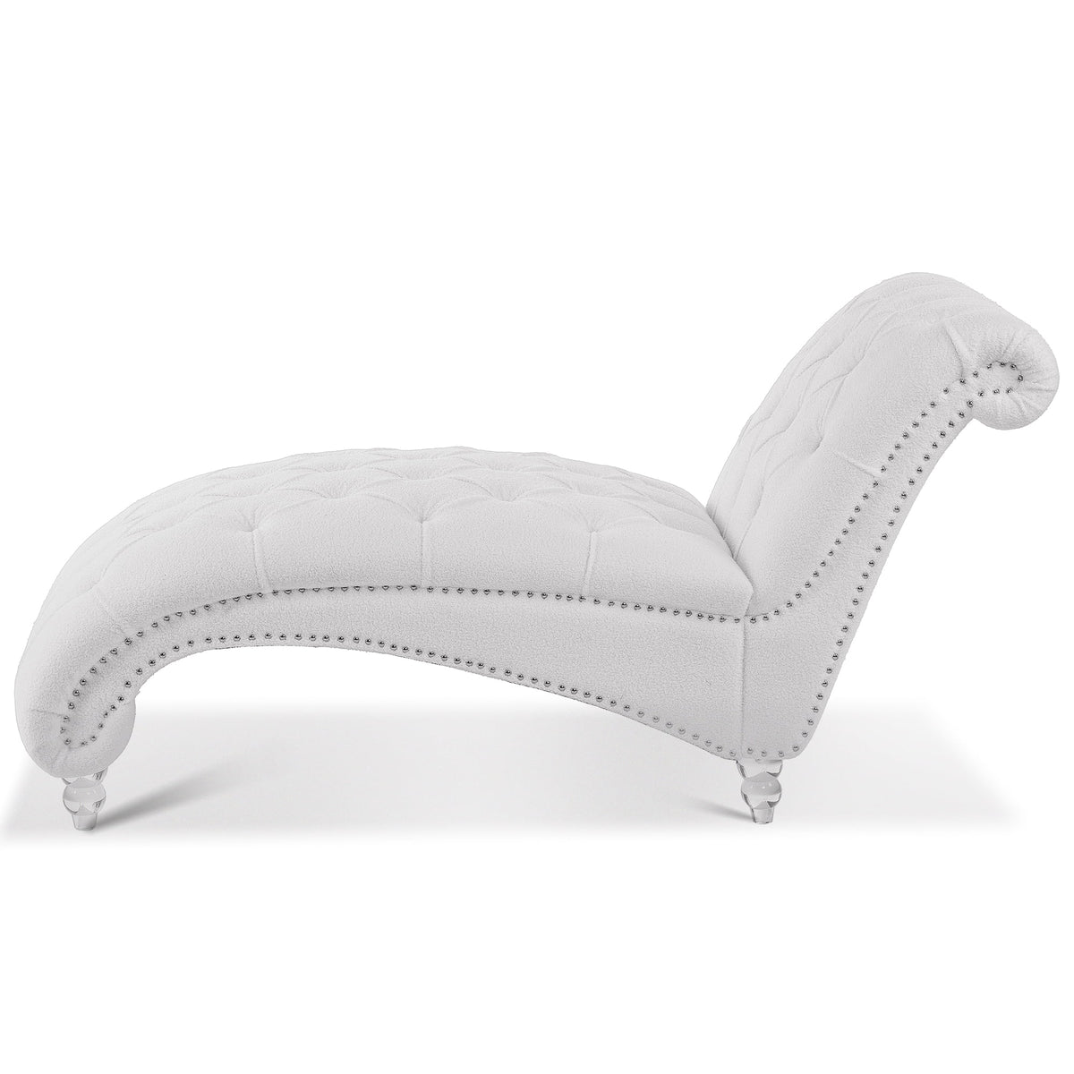 White Tufted Armless Chaise O63513