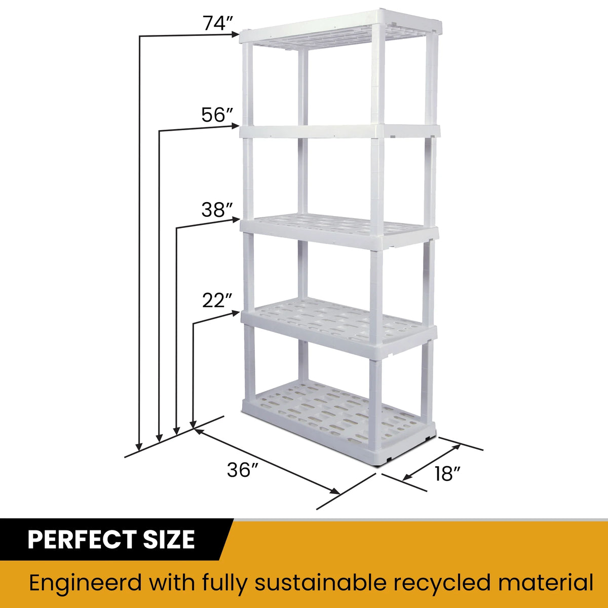 5 Shelf White Plastic Garage Shelves 750 lbs Capacity X858