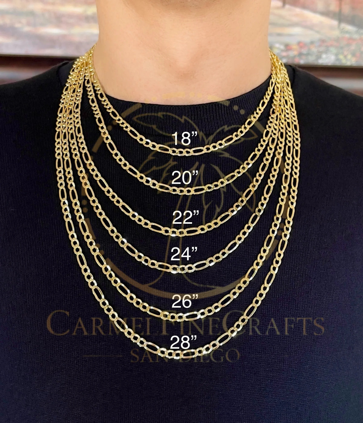 Figaro Link Chain Necklace 16" - 24" R888