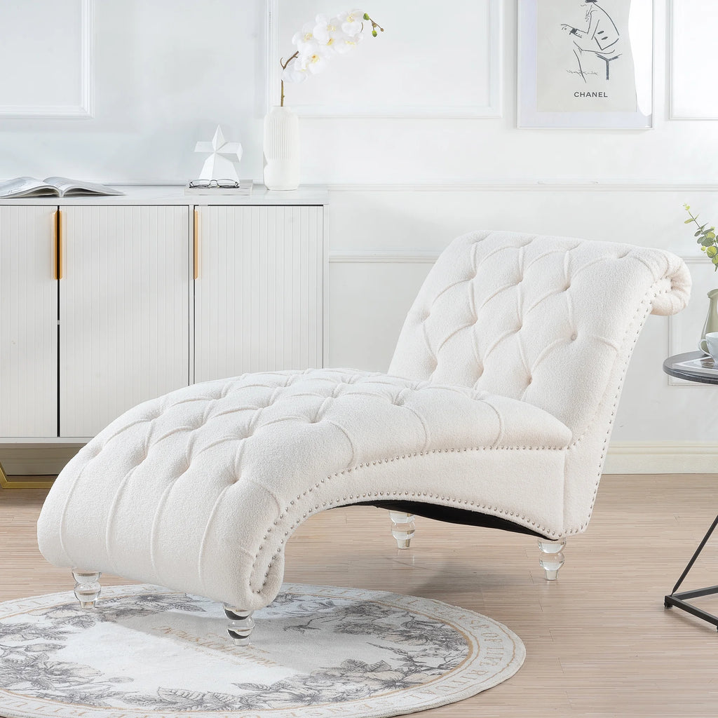 White Tufted Armless Chaise O63513