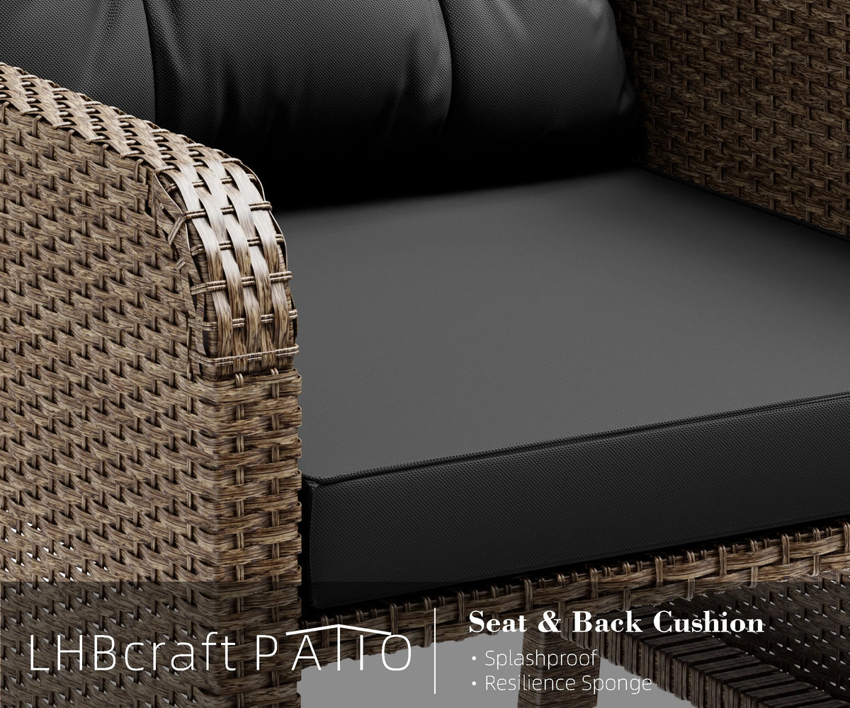 5 Piece PE Wicker Rattan Patio Conversation Set U771