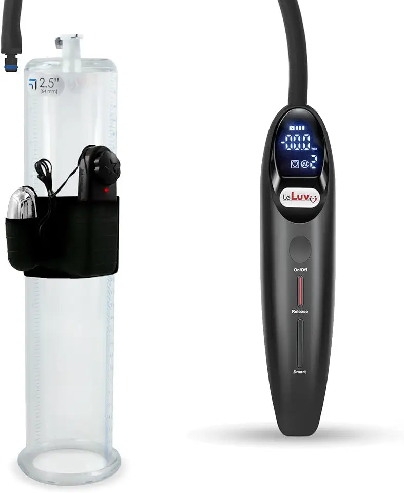 Black Vibrating Penis Pump 12" Length x 2.50" Diameter USB Rechargeable Acrylic Cylinder L718113
