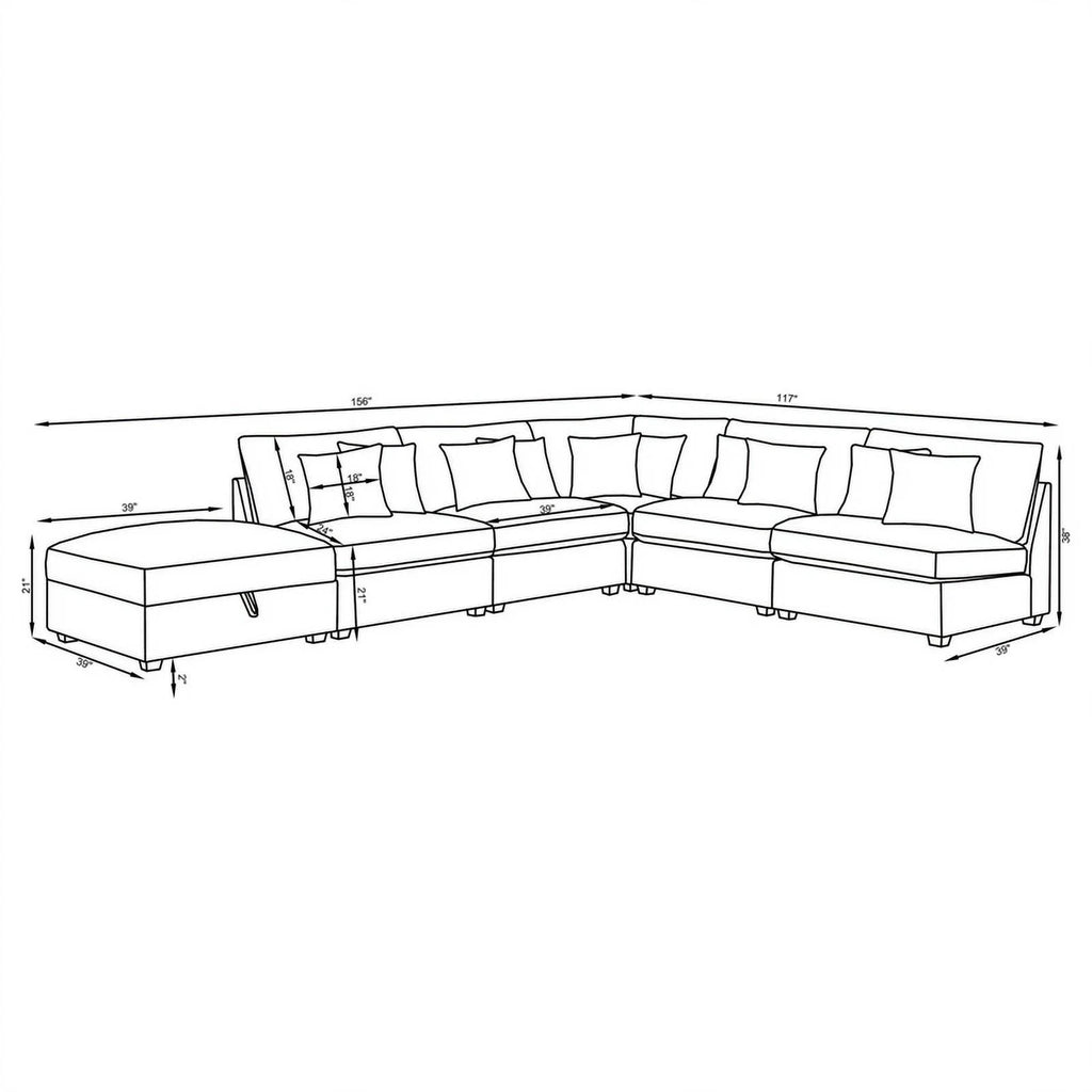 Gray Fabric Upholstered Modular Sectional E7444