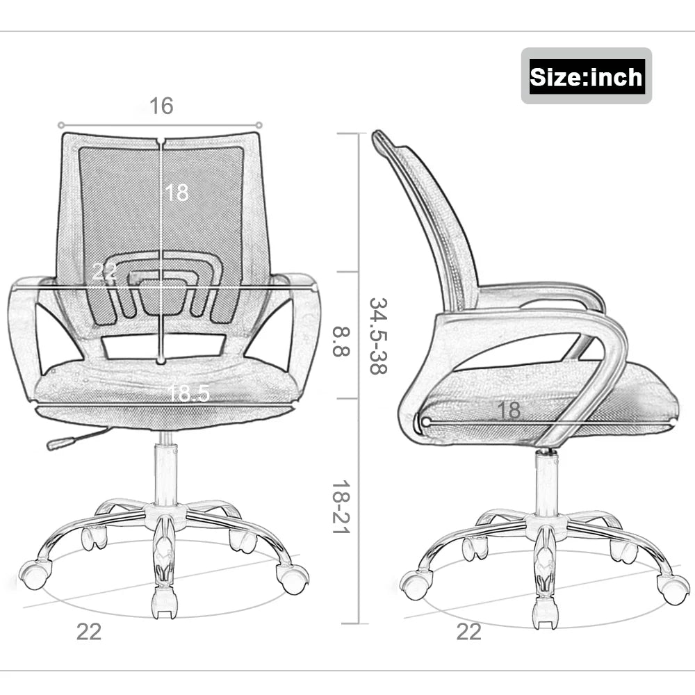 Grey Ergonomic Swivel Office Chair with Lumbar Support R1350